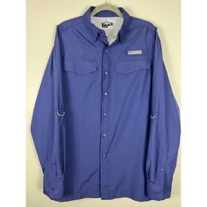 Habit Mens Long Sleeve Sun Protection Shirt Blue Mesh Vented Pocket UPF M